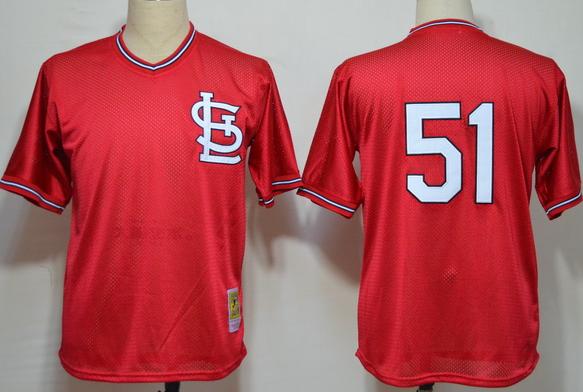 St. Louis Cardinals 51 Willie McGee Red M&N 1985 MLB Jerseys