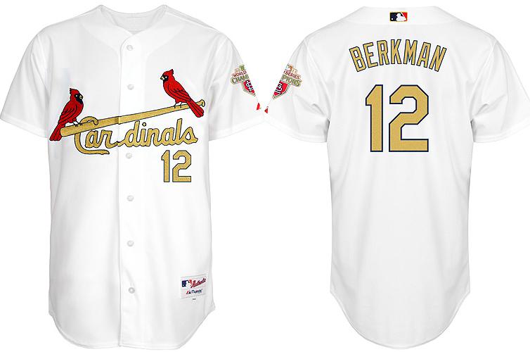 Cheap St.Louis Cardinals 12# Lance Berkman 2012 Commemorative Gold Jersey w2011 World Series Champions Patch For Sale