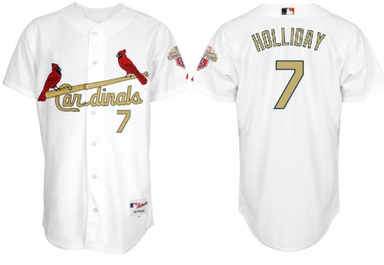 Cheap St.Louis Cardinals 7# Matt Holliday 2012 Commemorative Gold Jersey w2011 World Series Champions Patch For Sale