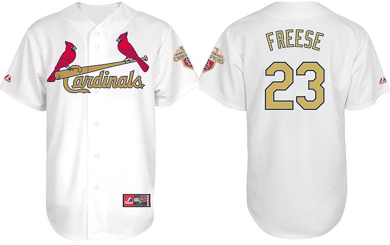 Cheap St.Louis Cardinals 23# David Freese 2012 Commemorative Gold Jersey w2011 World Series Champions Patch For Sale