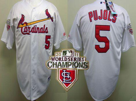 Cheap St.Louis Cardinals 5 Albert Pujols White 2011 World Series Champions Jersey For Sale