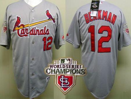 Cheap St.Louis Cardinals 12 Lance Berkman Grey 2011 World Series Champions Jersey For Sale