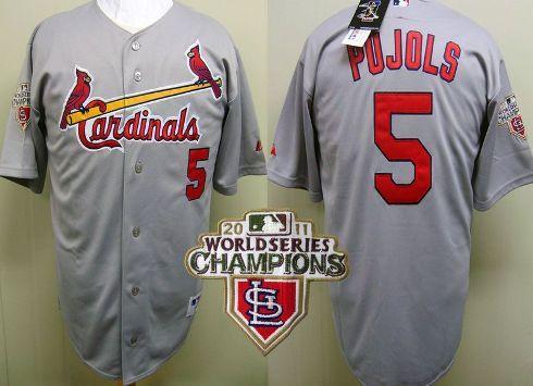 Cheap St.Louis Cardinals 5 Albert Pujols Grey 2011 World Series Champions Jersey For Sale