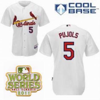 Cheap St.Louis Cardinals 5 Albert Pujols White 2011 World Series Fall Classic MLB Jerseys For Sale
