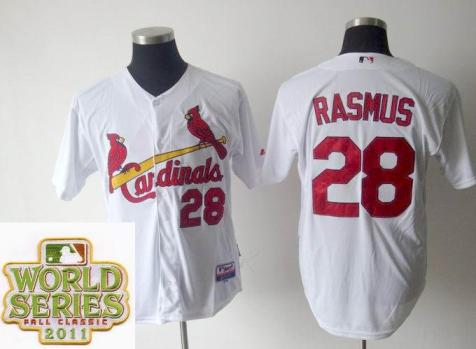 Cheap St.Louis Cardinals 28 Colby Rasmus White 2011 World Series Fall Classic MLB Jerseys For Sale