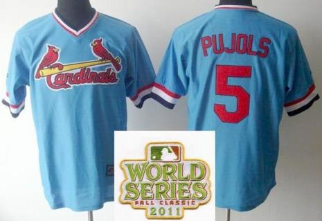 Cheap St.Louis Cardinals 5 Albert Pujols Blue 2011 World Series Fall Classic MLB Jerseys For Sale