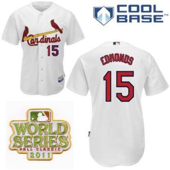 Cheap St.Louis Cardinals 15 Jim Edmonds White 2011 World Series Fall Classic MLB Jerseys For Sale