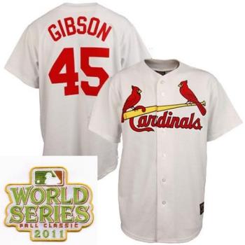 Cheap St.Louis Cardinals 45 Bob Gibson White 2011 World Series Fall Classic MLB Jerseys For Sale
