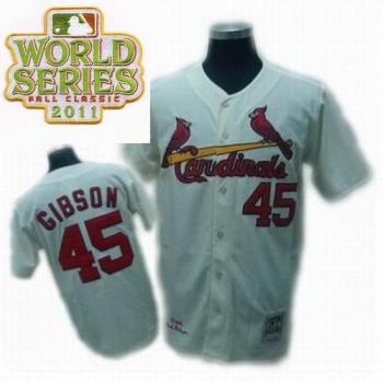 Cheap St.Louis Cardinals 45 Bob Gibson Cream 2011 World Series Fall Classic MLB Jerseys For Sale