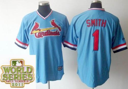 Cheap St.Louis Cardinals 1 Ozzie Smith Blue 2011 World Series Fall Classic MLB Jerseys For Sale