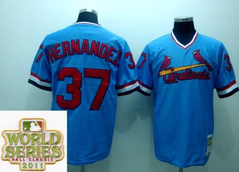 Cheap St.Louis Cardinals 37 HERNANDEZ Blue 2011 World Series Fall Classic MLB Jerseys For Sale