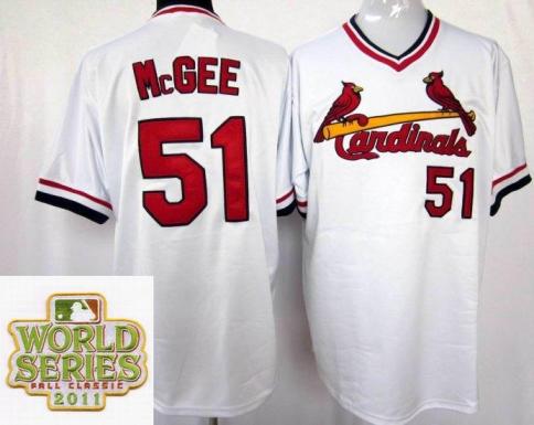 Cheap St.Louis Cardinals 51 McGEE White 2011 World Series Fall Classic MLB Jerseys For Sale