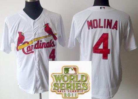 Cheap St.Louis Cardinals 4 MOLINA White 2011 World Series Fall Classic MLB Jerseys For Sale