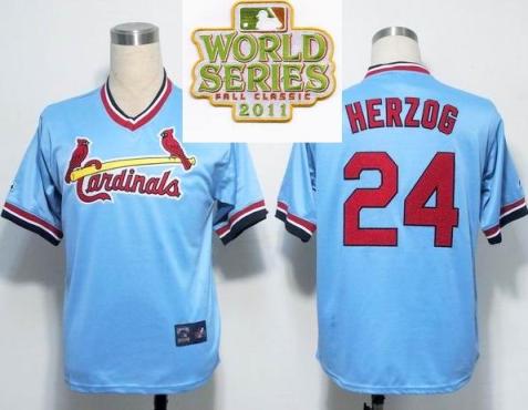 Cheap St.Louis Cardinals 24 HERZOG Blue 2011 World Series Fall Classic MLB Jerseys For Sale