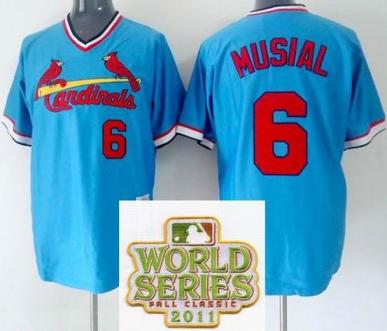 Cheap St.Louis Cardinals 6 MUSIAL Blue 2011 World Series Fall Classic MLB Jerseys For Sale