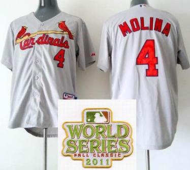 Cheap St.Louis Cardinals 4 MOLINA Grey 2011 World Series Fall Classic MLB Jerseys For Sale
