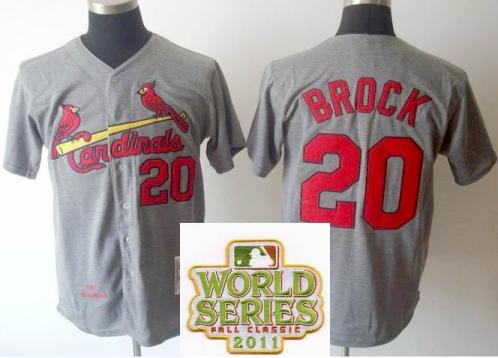 Cheap St.Louis Cardinals 20 BROCK Grey 2011 World Series Fall Classic MLB Jerseys For Sale