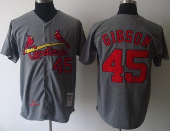 St.Louis Cardinals 45 Gibson Grey M&N MLB Jerseys
