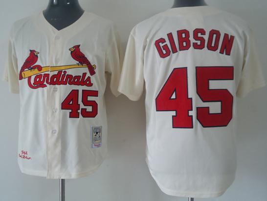 Cheap St.Louis Cardinals 45 Gibson Cream M&N MLB Jerseys For Sale