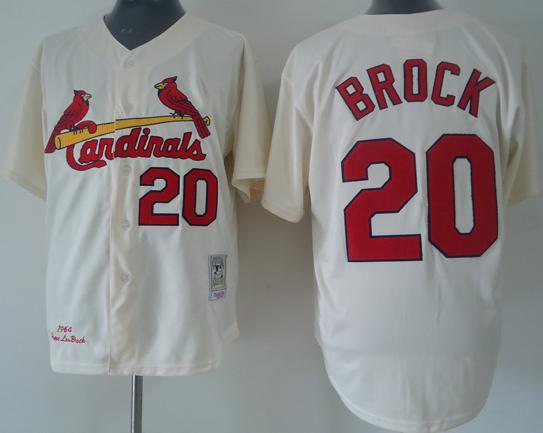 St.Louis Cardinals 20 Lou Brock Cream M&N MLB Jerseys