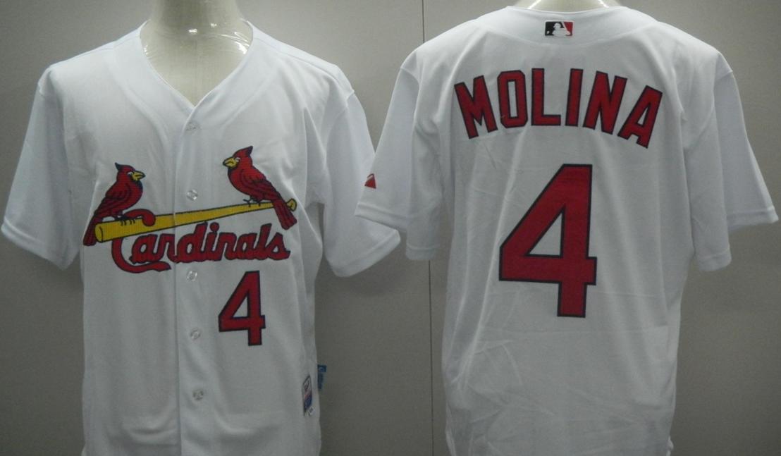 St.Louis Cardinals 4 Molina White MLB Jerseys