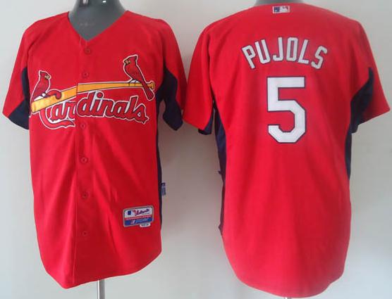 St.Louis Cardinals 5 Pujols Red Throwback Jersey