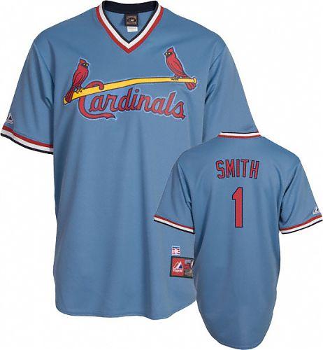 St.Louis Cardinals 1 Ozzie Smith Light Blue Jersey