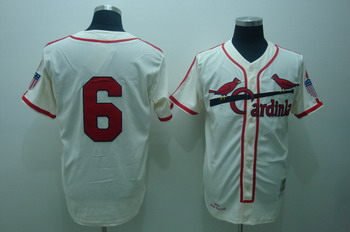 St. Louis Cardinals 6 Stan Musial Cream Jerseys Throwback