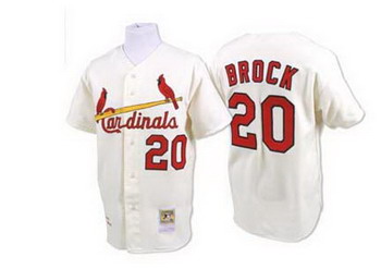 Cheap Lou Brock 20 St. Louis Cardinals Cream Throwback Jersey For Sale