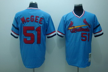 Cheap St. Louis Cardinals 51 Willie Mcgee blue jerseys Mitchell and ness For Sale