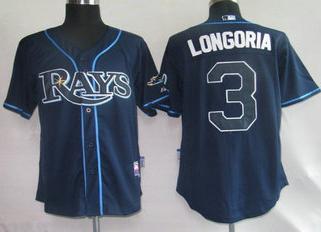 Tampa Bay Rays 3 Longoria Dark Blue MLB Jersey