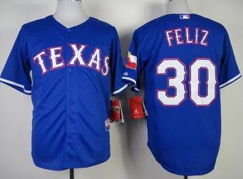 Cheap Texas Rangers 30 Neftali Feliz Blue Cool Base MLB Jersey 2014 New Style For Sale