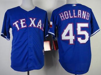 Cheap Texas Rangers 45 Derek Holland Blue Cool Base MLB Jersey For Sale