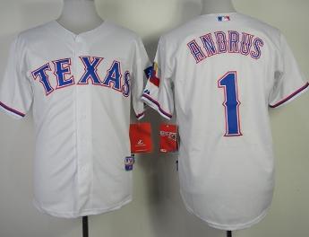Cheap Texas Rangers 1 Elvis Andrus White Cool Base MLB Jersey 2014 New Style For Sale