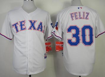 Cheap Texas Rangers 30 Neftali Feliz White Cool Base MLB Jersey 2014 New Style For Sale