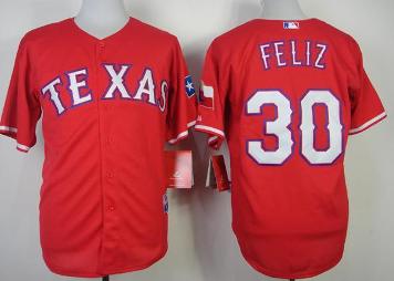 Cheap Texas Rangers 30 Neftali Feliz Red Cool Base MLB Jersey 2014 New Style For Sale