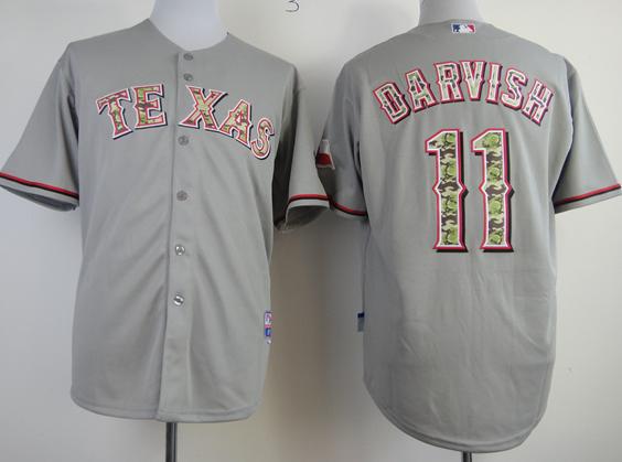 Cheap Texas Rangers 11 Yu Darvish Grey 2013 USMC Cool Base Camo Number MLB Jersey For Sale