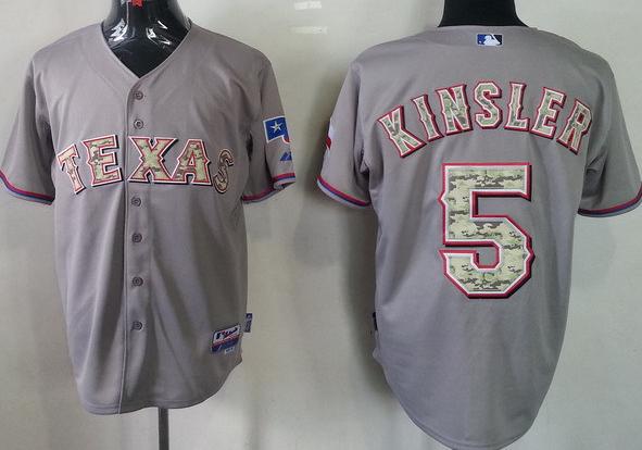 Cheap Texas Rangers 5 Ian Kinsler Grey 2013 USMC Cool Base Camo Number Jersey For Sale