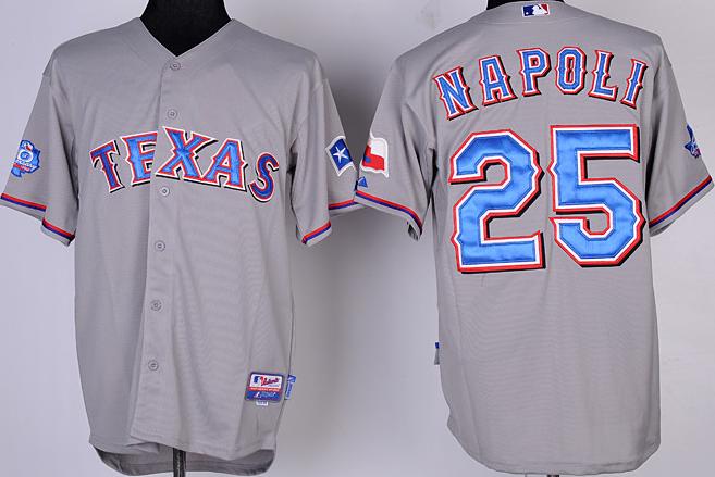 Cheap Texas Rangers 25 Napoli Grey Cool Base Jersey w 40th Anniversary Patch For Sale