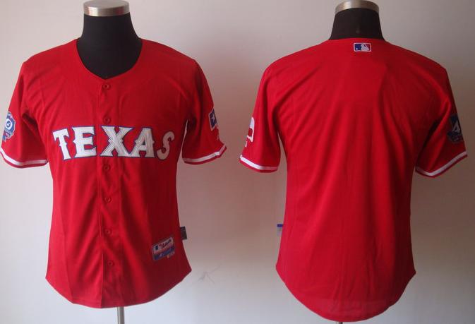 Cheap Texas Rangers Blank Red Cool Base Jersey w 40th Anniversary Patch For Sale