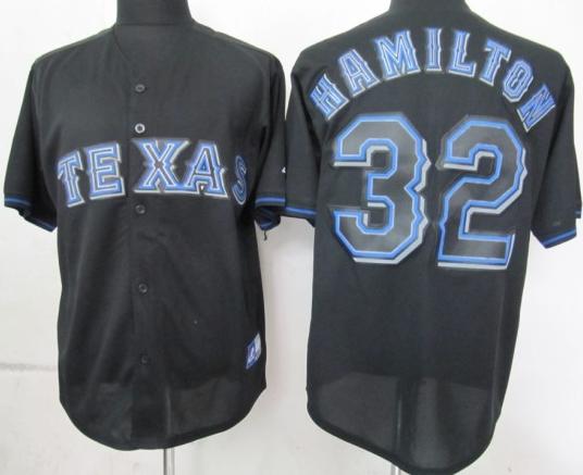 Cheap Texas Rangers 32 Hamilton Black Fashion Jerseys For Sale