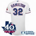 Cheap Texas Rangers #32 Josh Hamilton white Cool Base Jersey w 40th Anniversary Patch For Sale