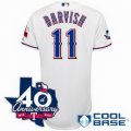 Cheap Texas Rangers # 11 Yu Darvish white Cool Base Jersey w 40th Anniversary Patch For Sale