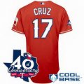 Cheap Texas Rangers 17# Nelson Cruz red Cool Base Jersey w 40th Anniversary Patch For Sale