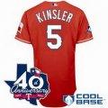 Cheap Texas Rangers 5# Ian Kinsler Red Cool Base Jersey w 40th Anniversary Patch For Sale