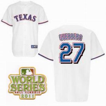 Cheap Texas Rangers 27 Vladimir Guerrero White 2011 World Series Fall Classic MLB Jerseys For Sale