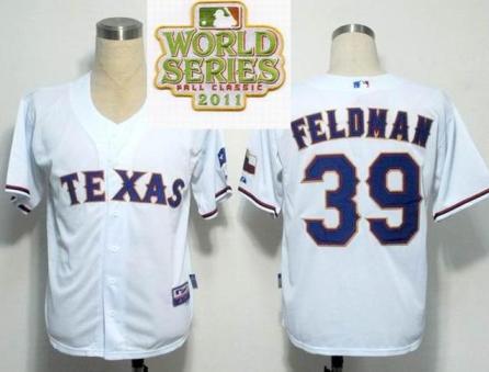 Cheap Texas Rangers 39 Scott Feldman White 2011 World Series Fall Classic MLB Jerseys For Sale