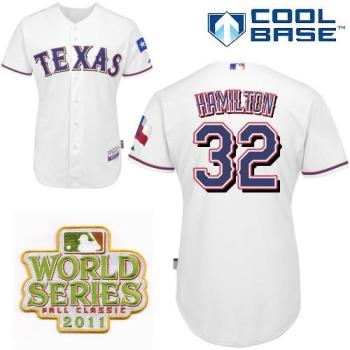 Cheap Texas Rangers 32 Josh Hamilton White 2011 World Series Fall Classic MLB Jerseys For Sale