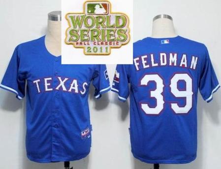 Cheap Texas Rangers 39 Scott Feldman Blue 2011 World Series Fall Classic MLB Jerseys For Sale
