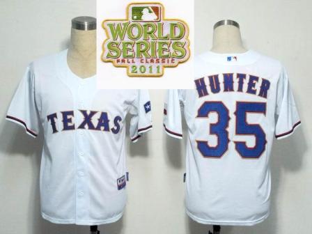 Cheap Texas Rangers 35 Tommy Hunter White 2011 World Series Fall Classic MLB Jerseys For Sale